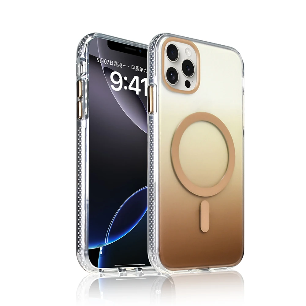 Apple iPhone 15 Pro Max Kılıf M-safe Şarj Özellikli Transparan Renk Geçişli Zore Toros Kapak image