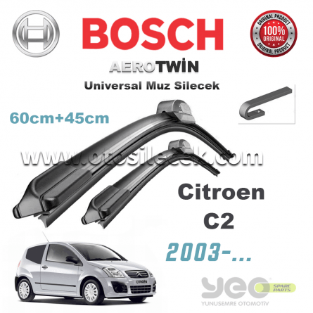 Citroen C2 2003->  ..Ve Sonrası Model Yılları İçin Uyumlu Bosch Universal Silecek Takımı