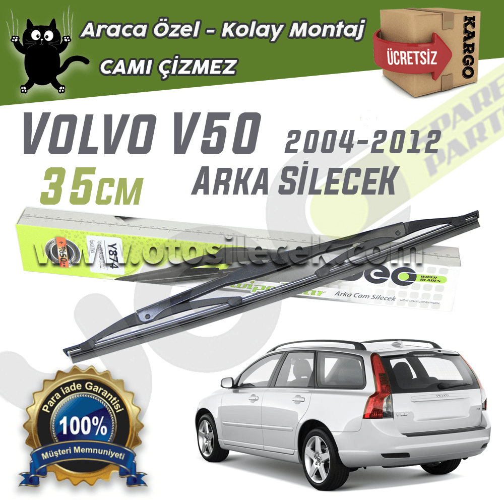 Volvo V50 04.2004-12.2012 Model Yılları İçin Uyumlu Yeo Arka Silecek