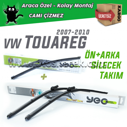 VW Touareg 2007-2010 Model Yılları İçin Uyumlu Ön & Arka Silecek Takımı YEO Aeroflex