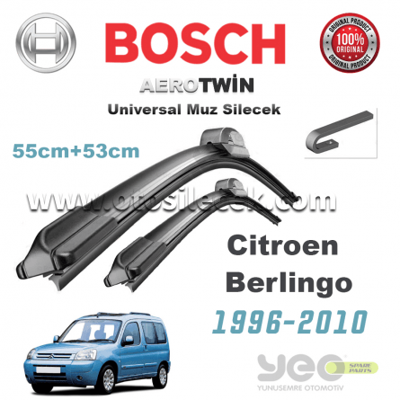 Citroen Berlingo 1996-2010 Model Yılları İçin Uyumlu Bosch Universal Silecek Takımı