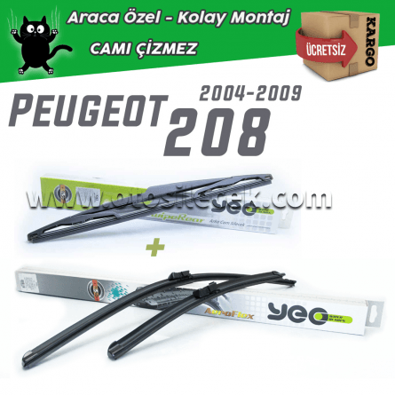 Peugeot 208 2012- ..Ve Sonrası Model Yılları İçin Uyumlu Ön & Arka Silecek Takımı YEO