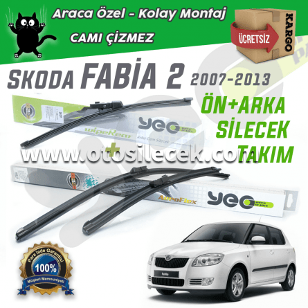 Skoda Fabia 2 2007-2013 Model Yılları İçin Uyumlu Ön & Arka Silecek Takımı YEO