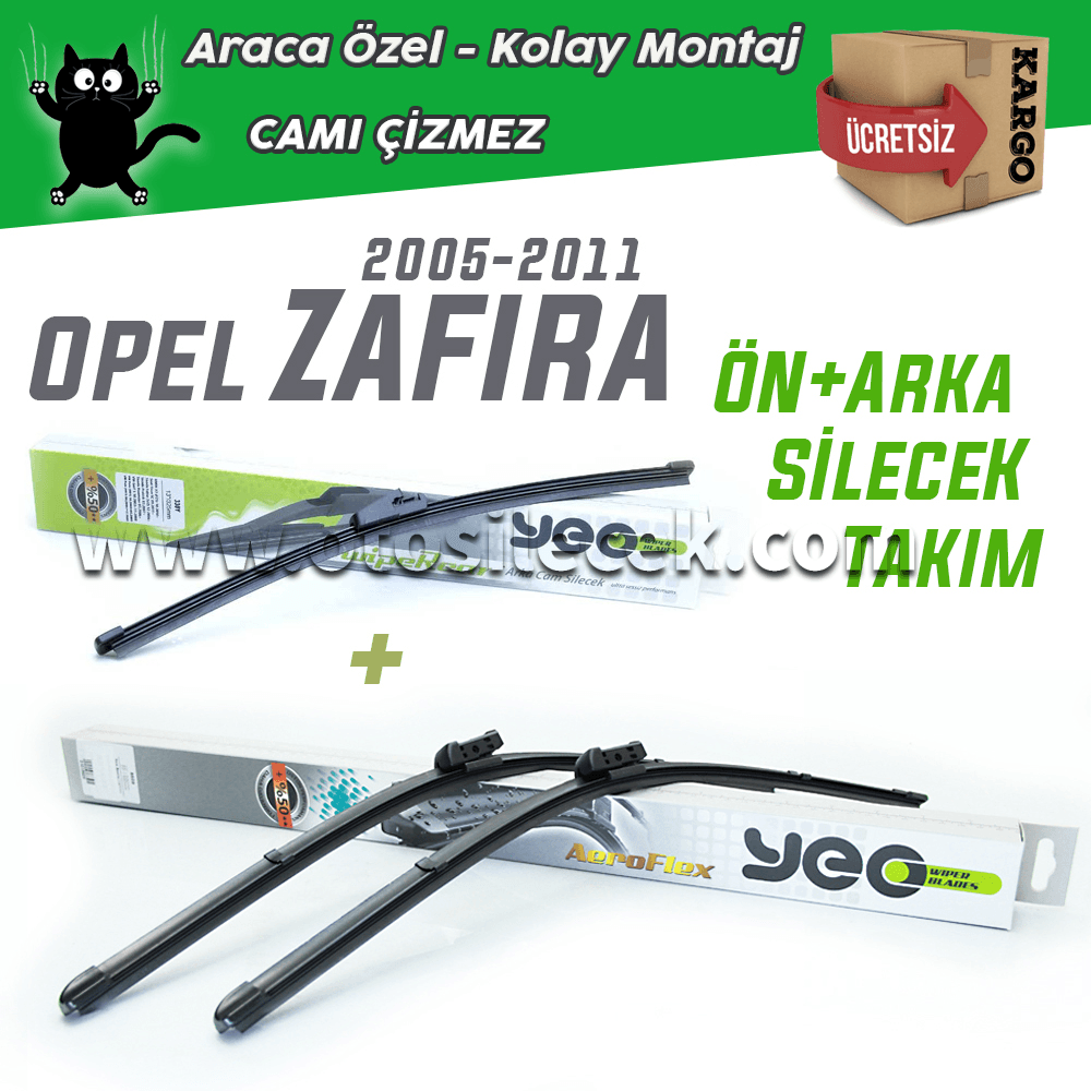 Opel Zafira 2005-2011 Model Yılları İçin Uyumlu Ön & Arka Silecek Takımı