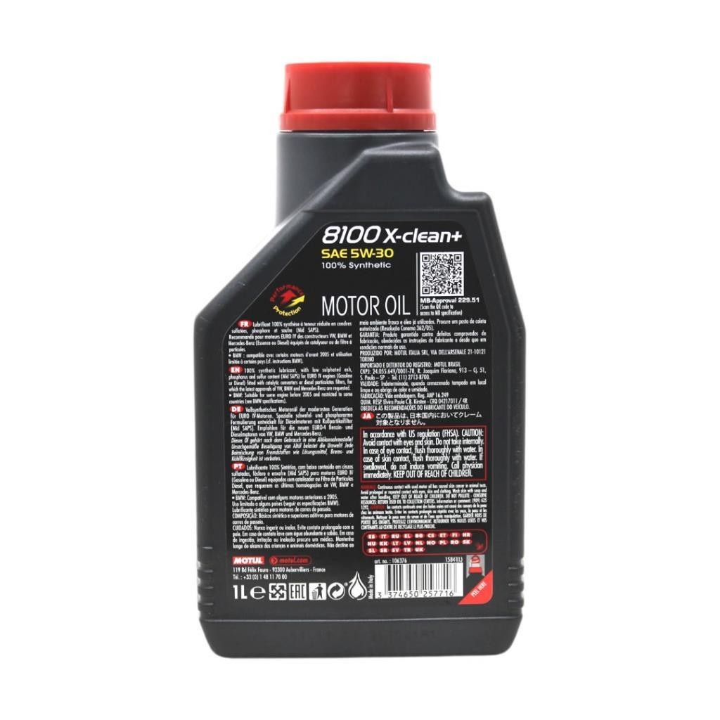 Motul 8100 X-Clean+ 5W30 1 Lt Tam Sentetik Motor Yağı (12 Adet)