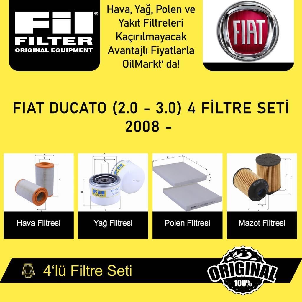 Fiat Ducato (2.0 - 3.0) (2008 - ) 4'lü Fil Filtre Seti
