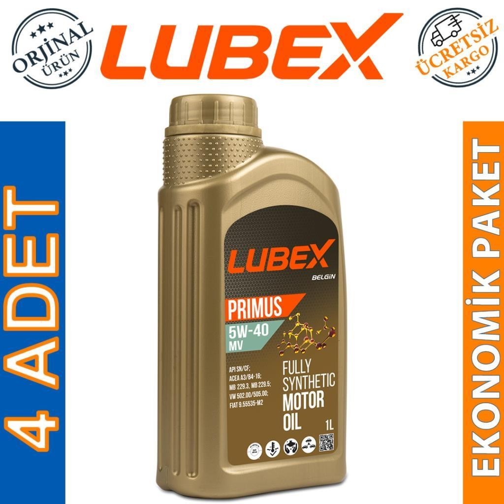 Lubex Primus MV 5W40 1 Lt Tam Sentetik Motor Yağı (4 Adet)