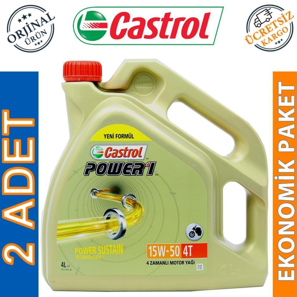 Castrol Power 1 4T 15W50 4 Lt Motosiklet Yağı (2 Adet)