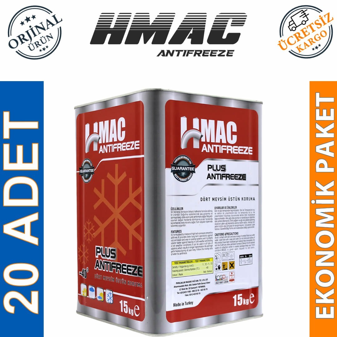 H-Mac Organik Kırmızı Antifriz -40 Derece 15 Kg (20 Adet)
