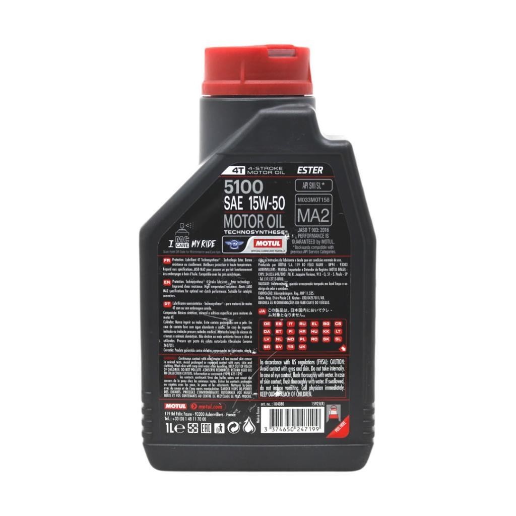 Motul 5100 15W50 4T 1 Lt 4 Zamanlı Motosiklet Yağı (6 Adet)