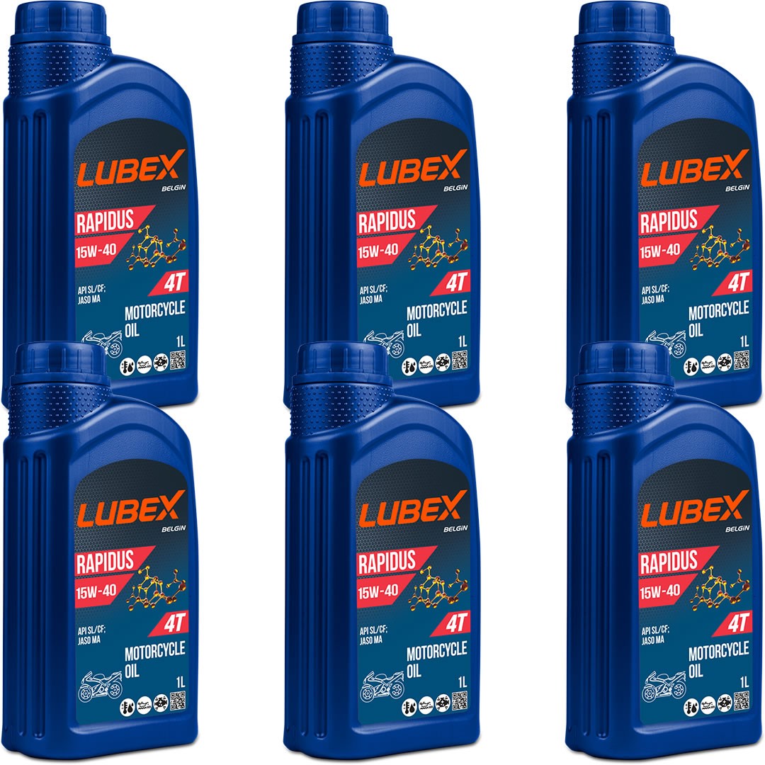 Lubex Rapidus 15W40 1 Lt 4T Motosiklet Yağı (6 Adet)