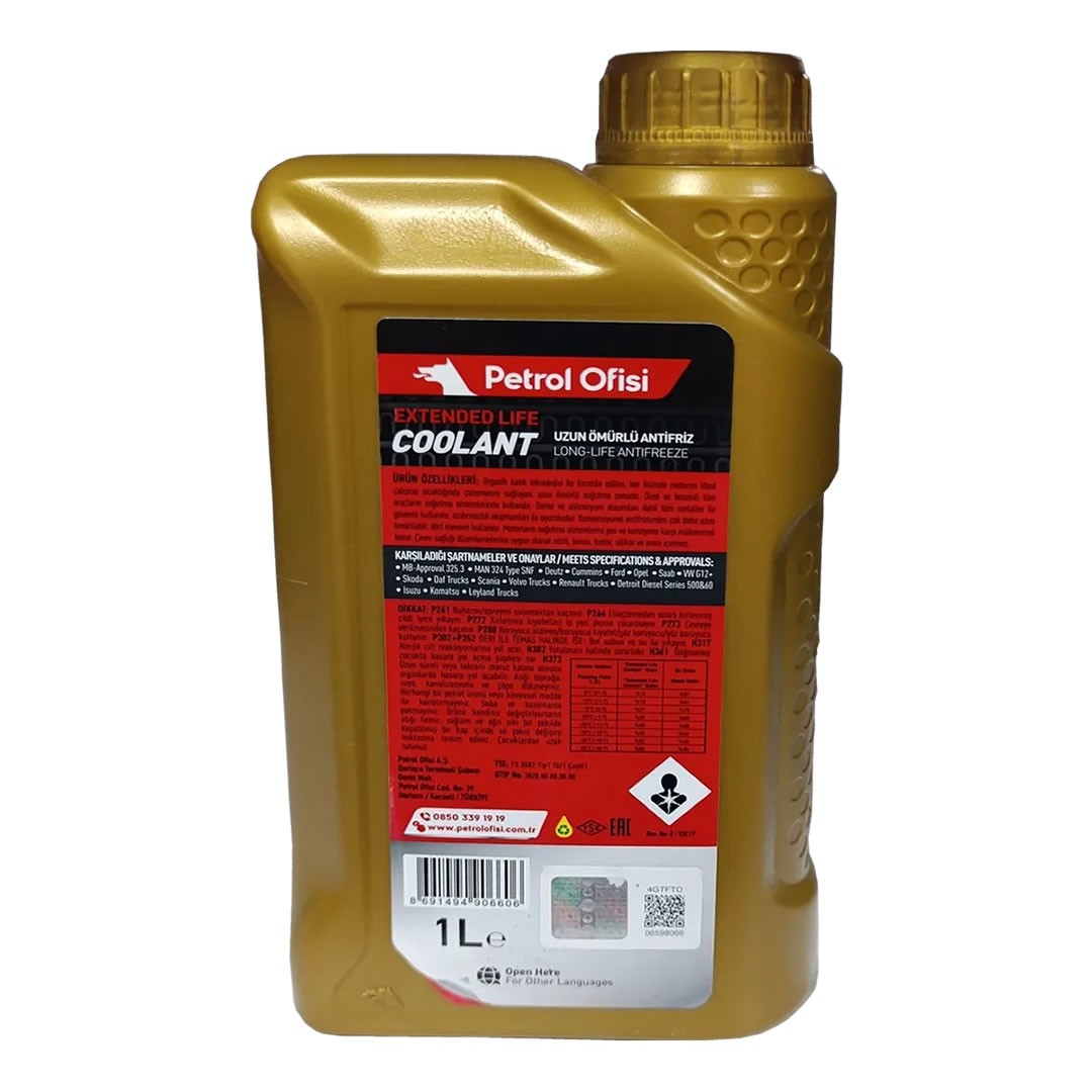 Petrol Ofisi Extended Life Coolant 1 Lt Organik Kırmızı Antifriz