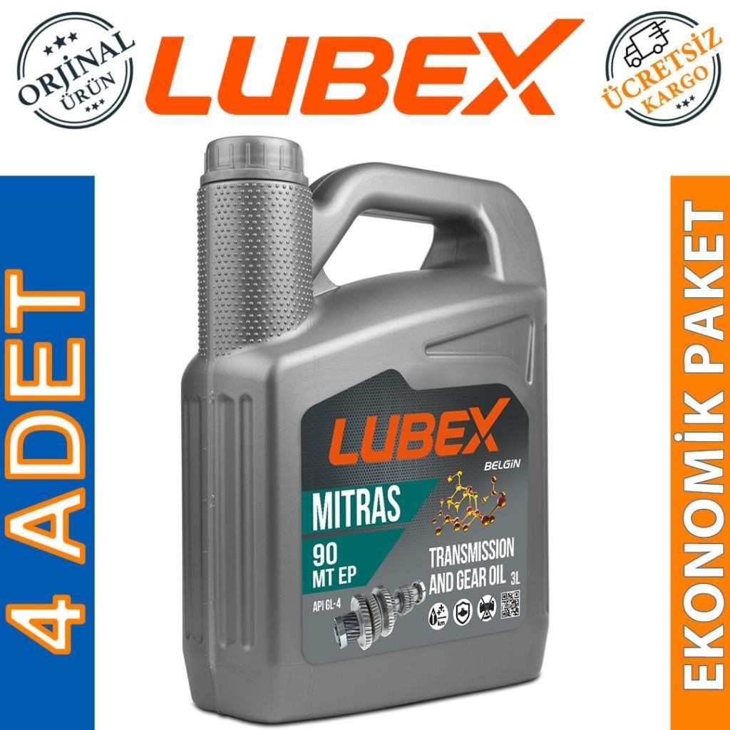 Lubex Mitras MT EP 90 3 Lt Şanzıman Dişli Yağı (4 Adet)