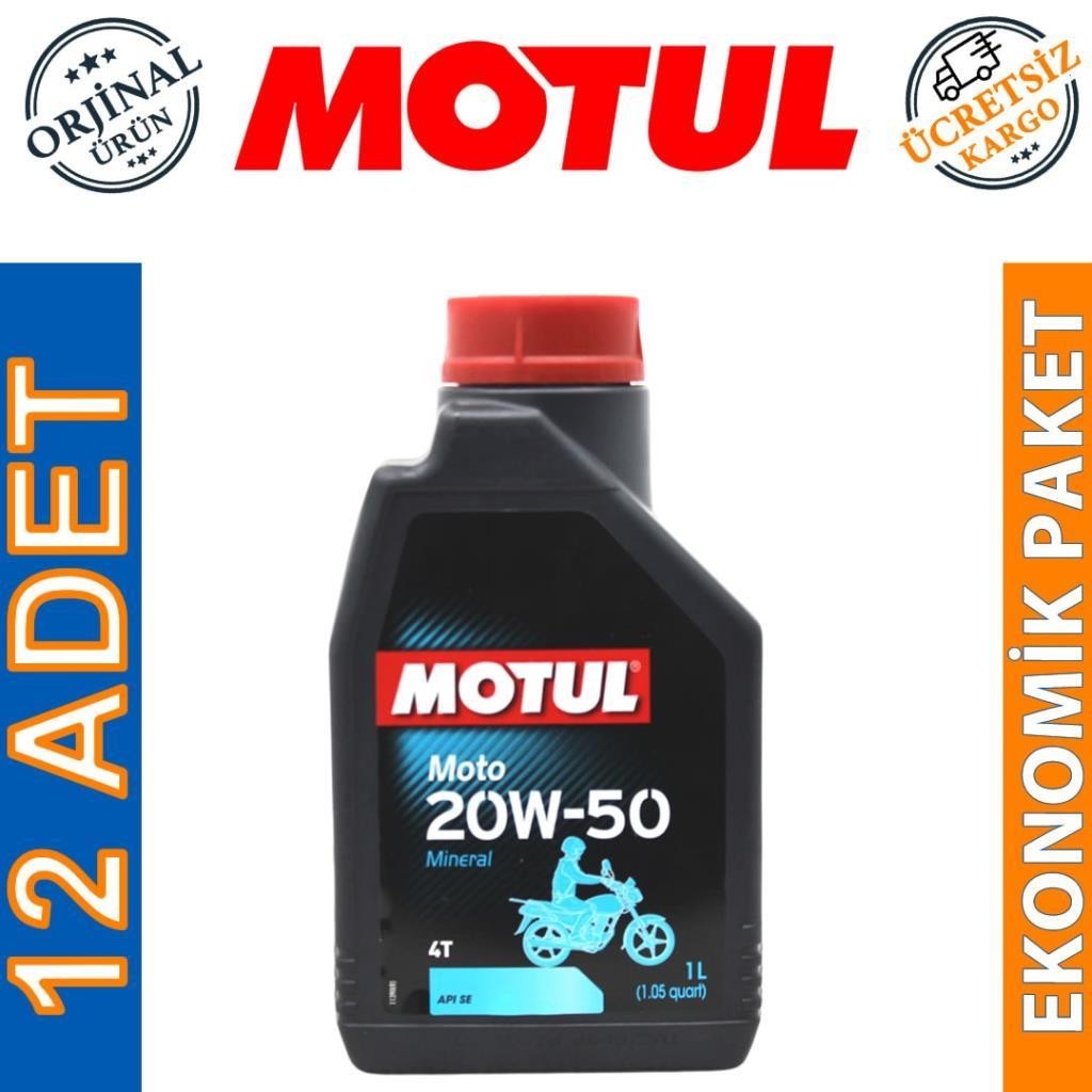 Motul Moto 4T 20W50 1 Lt Mineral Motosiklet Yağı (12 Adet)