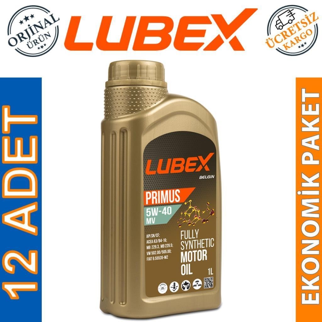 Lubex Primus MV 5W40 1 Lt Tam Sentetik Motor Yağı (12 Adet)