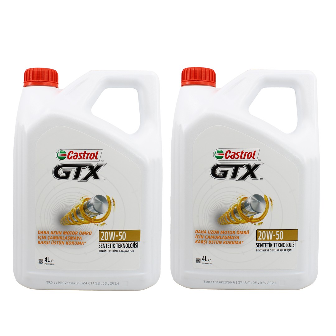 Castrol GTX 20W50 4 Lt Sentetik Motor Yağı (2 Adet)