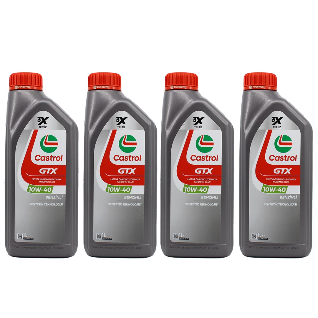 Castrol GTX 10W40 1 Lt Sentetik Motor Yağı (4 Adet)