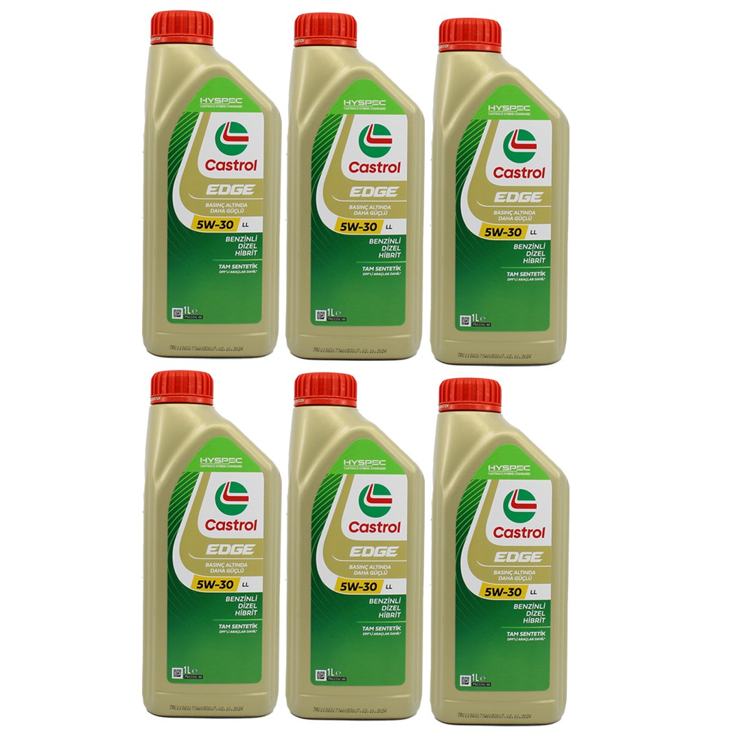 Castrol Edge 5W30 LL 1 Lt Tam Sentetik Partiküllü Motor Yağı (6 Adet)