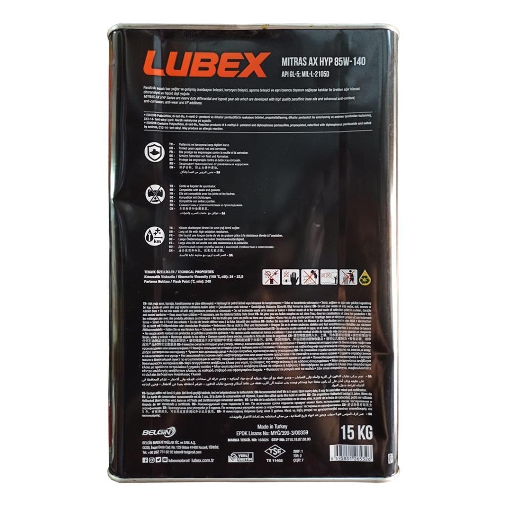 Lubex Mitras AX HYP 85W140 15 Kg Şanzıman ve Diferansiyel Yağı