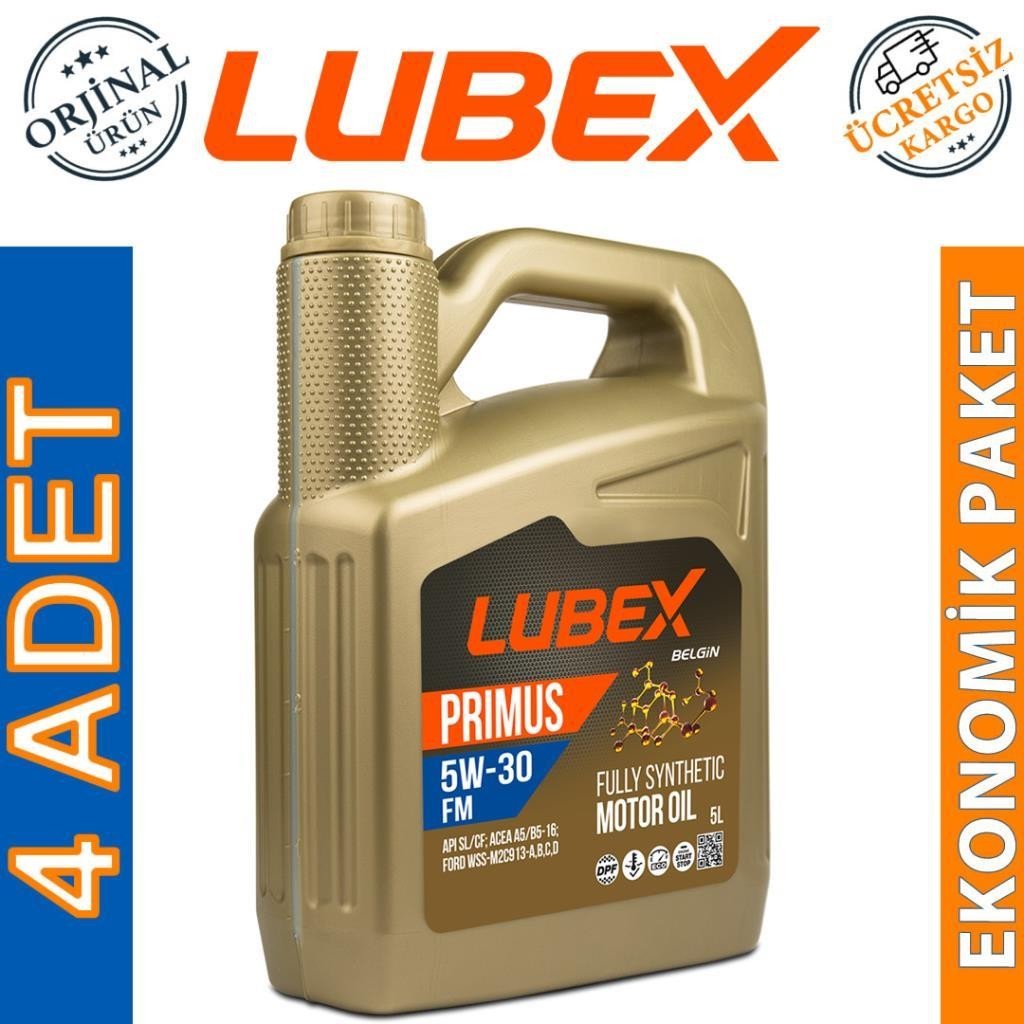 Lubex Primus FM 5W30 5 Lt Tam Sentetik Motor Yağı (4 Adet)