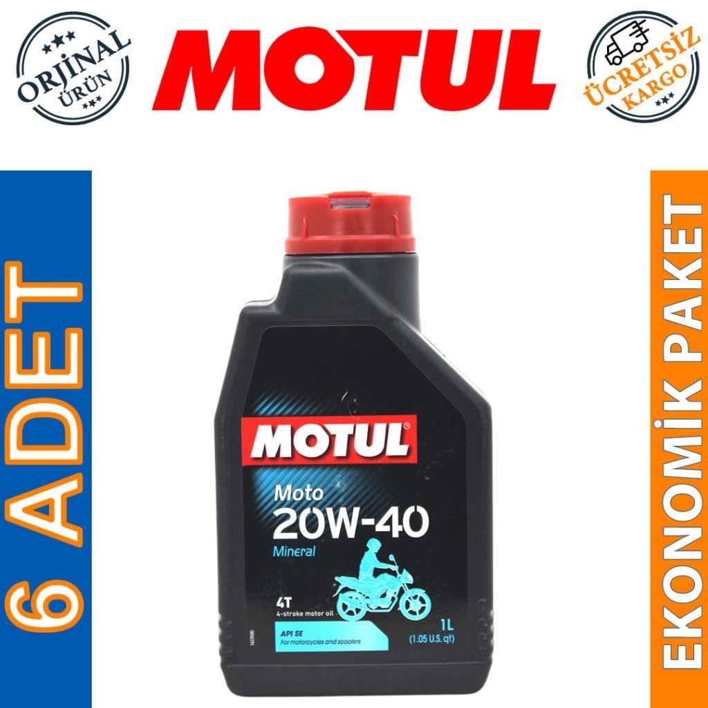 Motul Moto 4T 20W40 1 Lt Mineral Motosiklet Yağı (6 Adet)