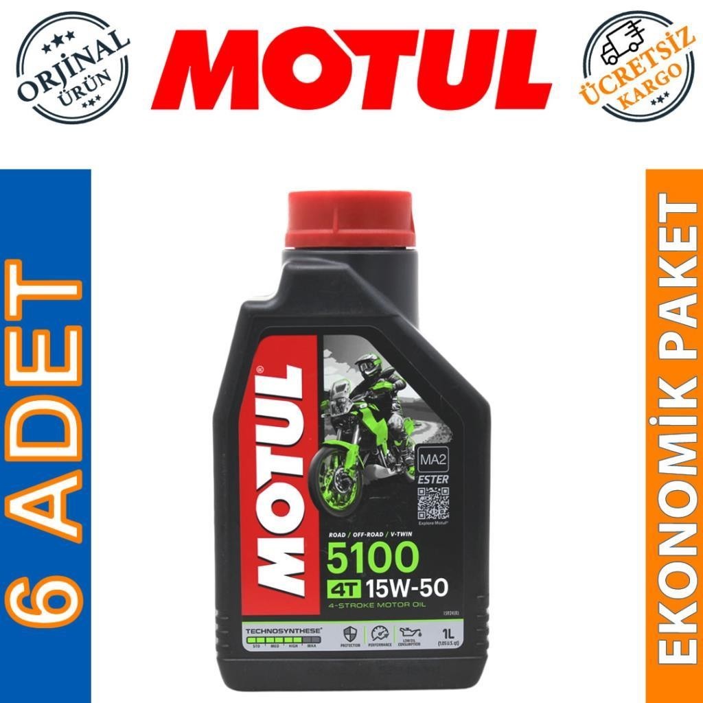 Motul 5100 15W50 4T 1 Lt 4 Zamanlı Motosiklet Yağı (6 Adet)