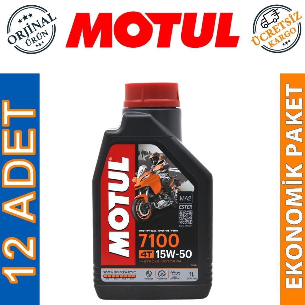 Motul 7100 4T 15W50 1 Lt Motosiklet Yağı (12 Adet)