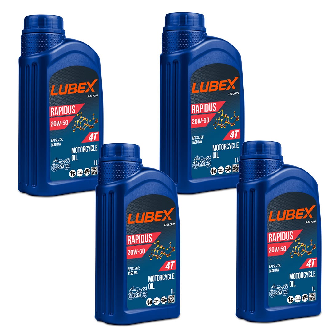 Lubex Rapidus 20W50 1 Lt 4T Motosiklet Yağı (4 Adet)