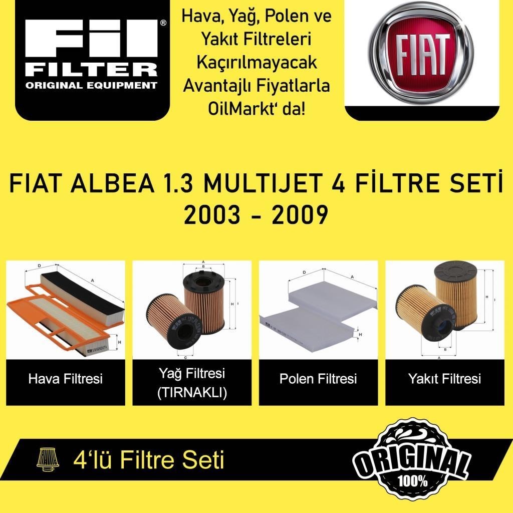 Fiat Albea 1.3 MultiJet (2003-09) 4'lü Fil Filtre Seti
