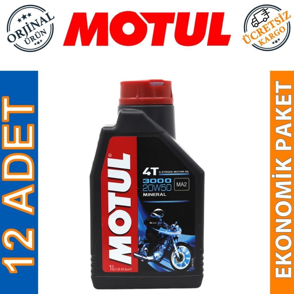 Motul 3000 20W50 4T 1 Lt 4 Zamanlı Motosiklet Yağı (12 Adet)