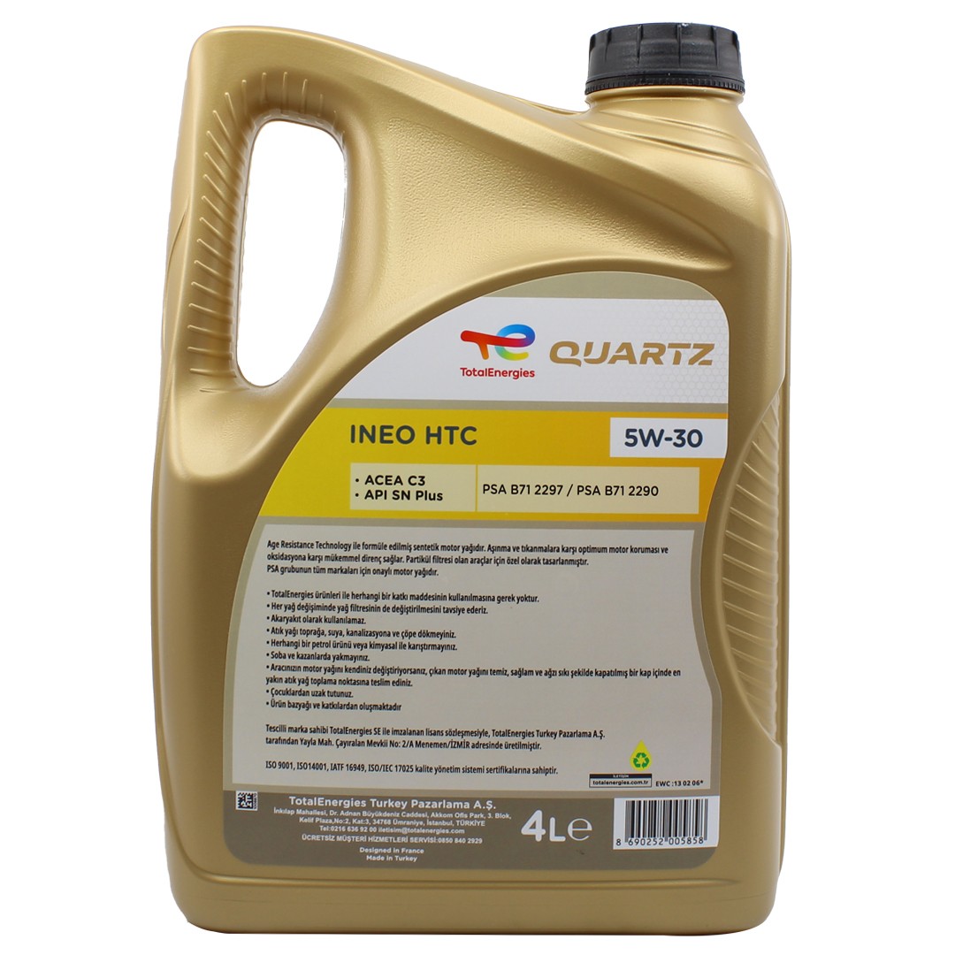 Total Quartz Ineo Htc 5W30 4 Lt Partiküllü Motor Yağı