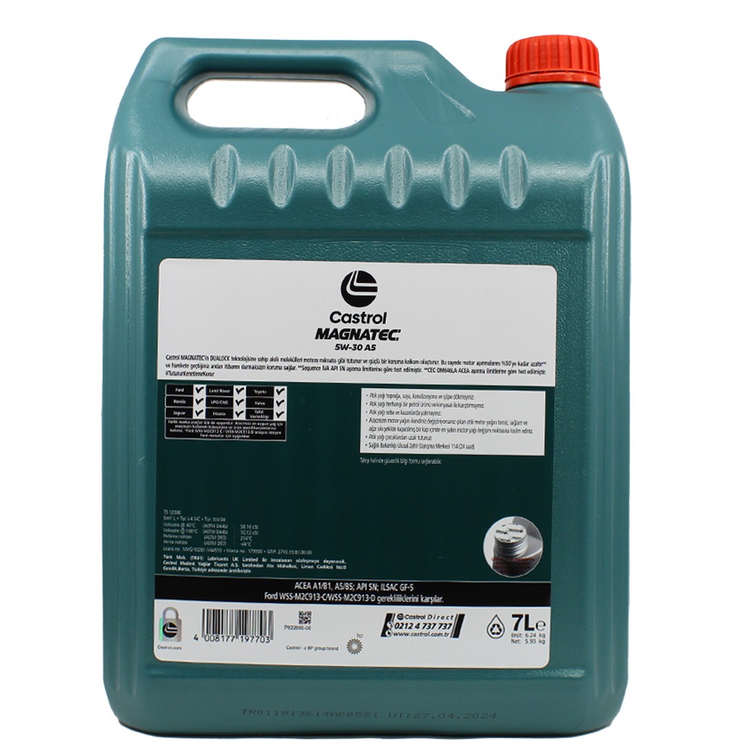 Castrol Magnatec 5W30 A5 7 Lt Tam Sentetik Motor Yağı