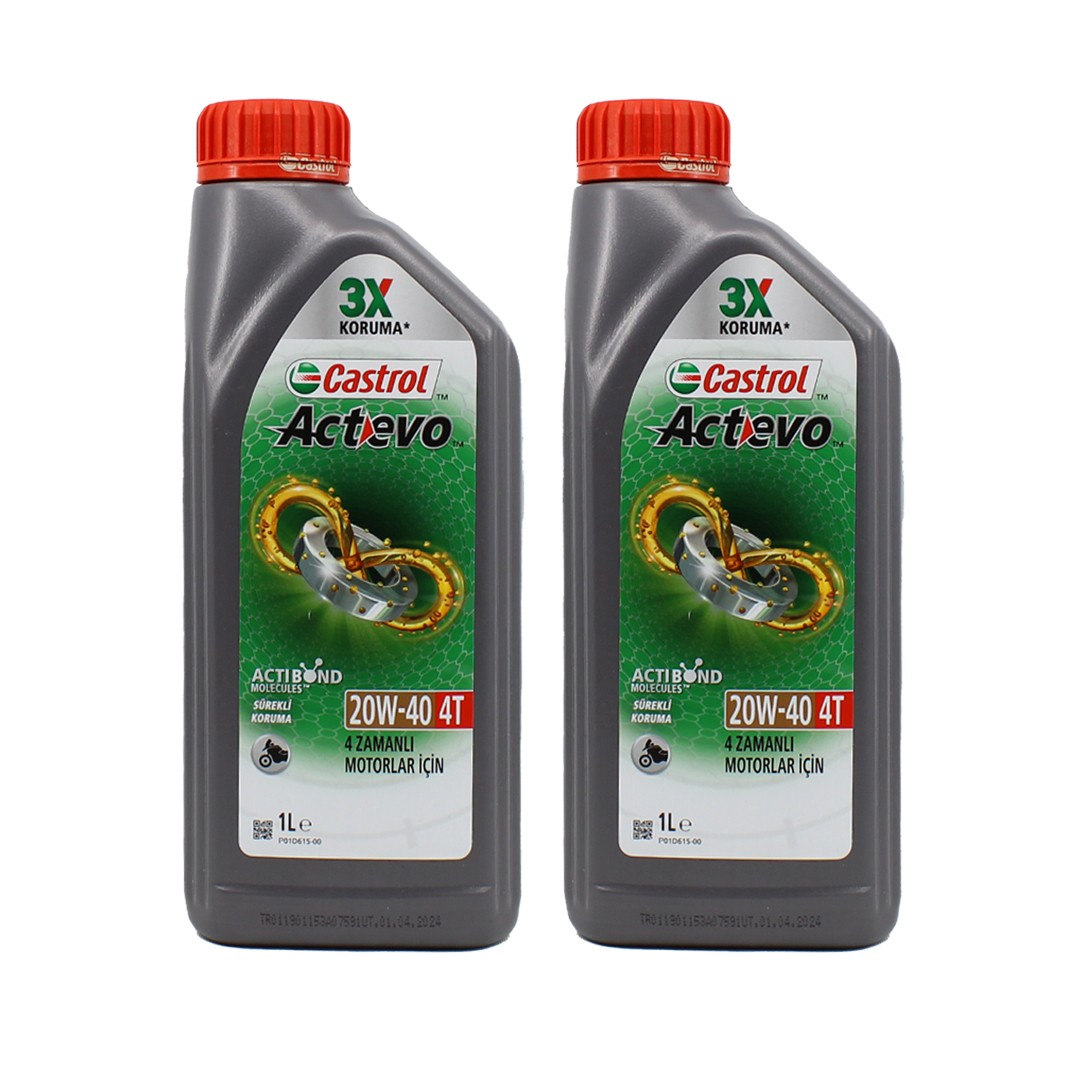 Castrol Actevo 20W40 4T 1 Lt 4 Zamanlı Motosiklet Yağı (2 Adet)