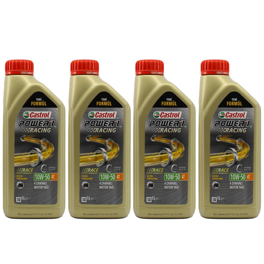 Castrol Power 1 Racing 10W50 4T 1 Lt Motosiklet Yağı (4 Adet)