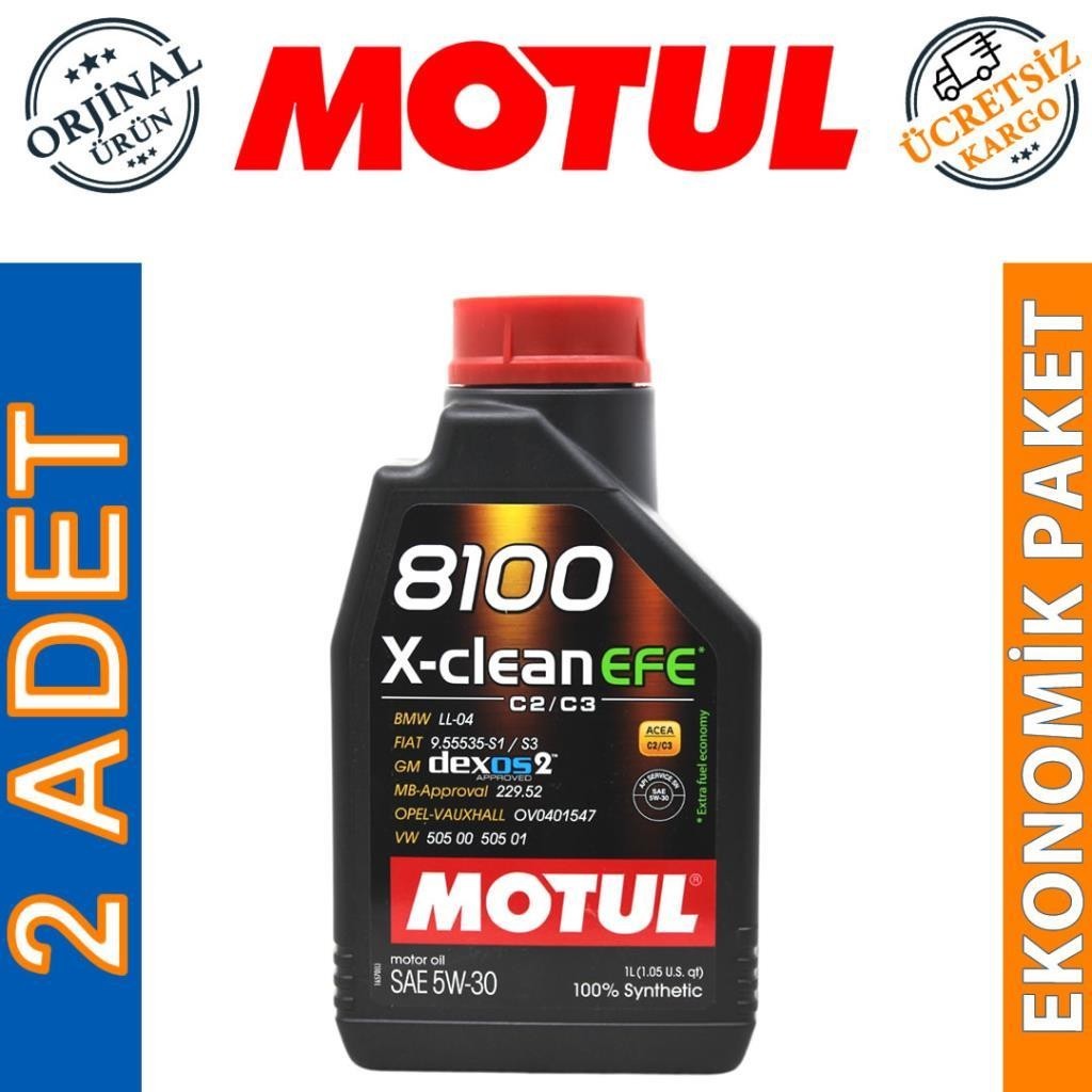 Motul 8100 X-Clean EFE 5W30 1 Lt Tam Sentetik Motor Yağı (2 Adet)