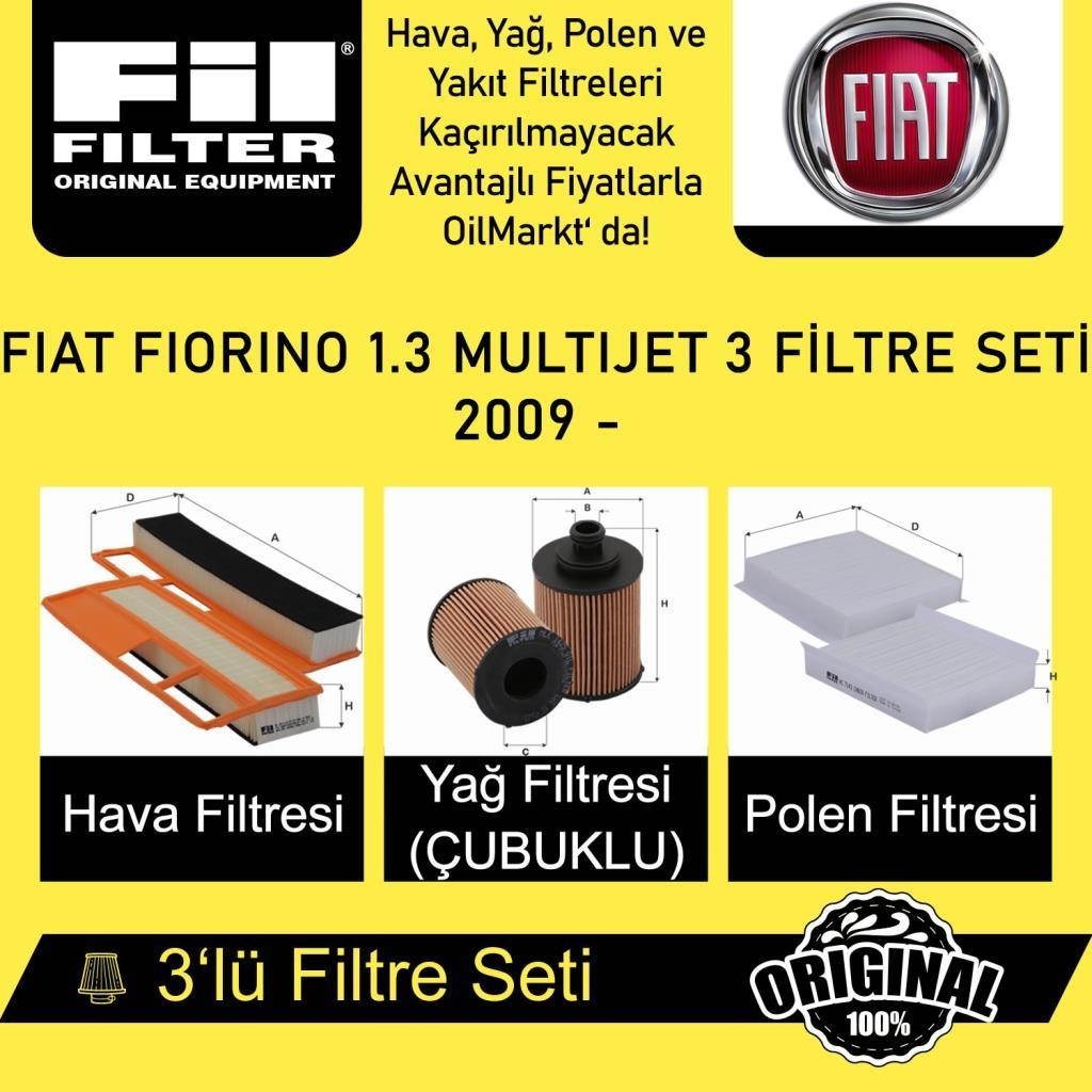 Fiat Fiorino 1.3 MultiJet (2007 - ) 3'lü Fil Filtre Seti