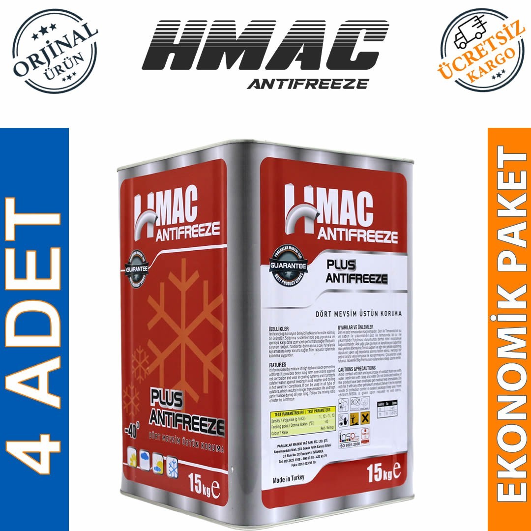H-Mac Organik Kırmızı Antifriz -40 Derece 15 Kg (4 Adet)