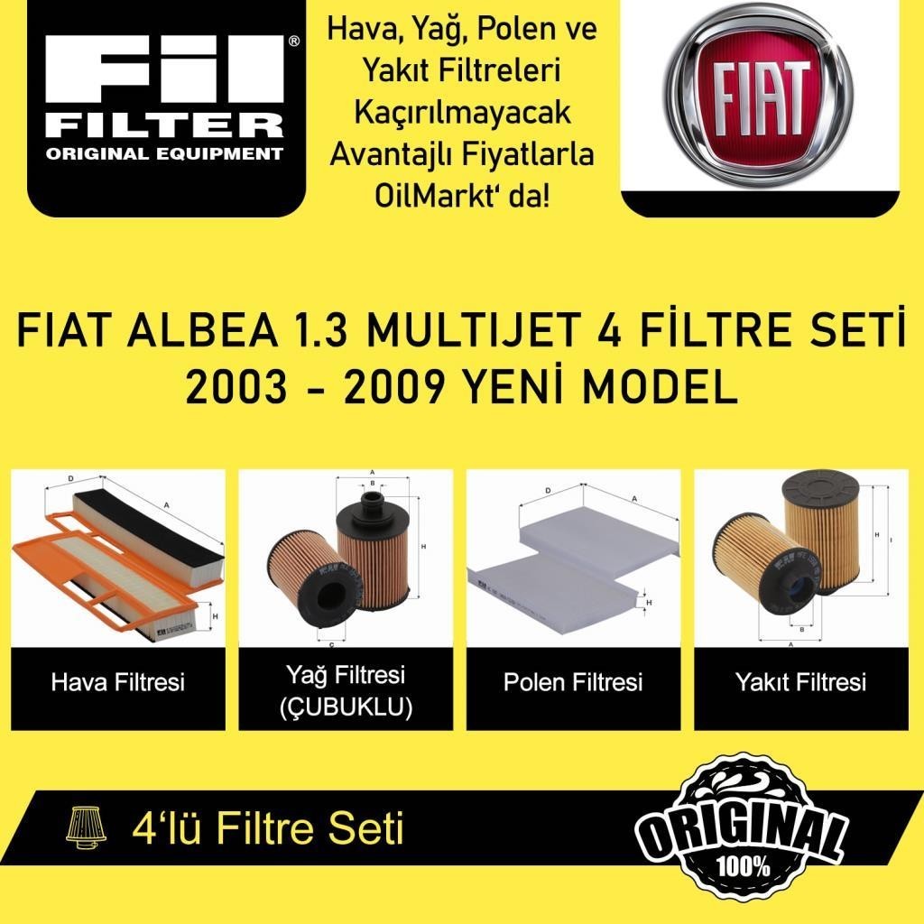 Fiat Albea 1.3 MultiJet (2003-12) 4'lü Fil Filtre Seti