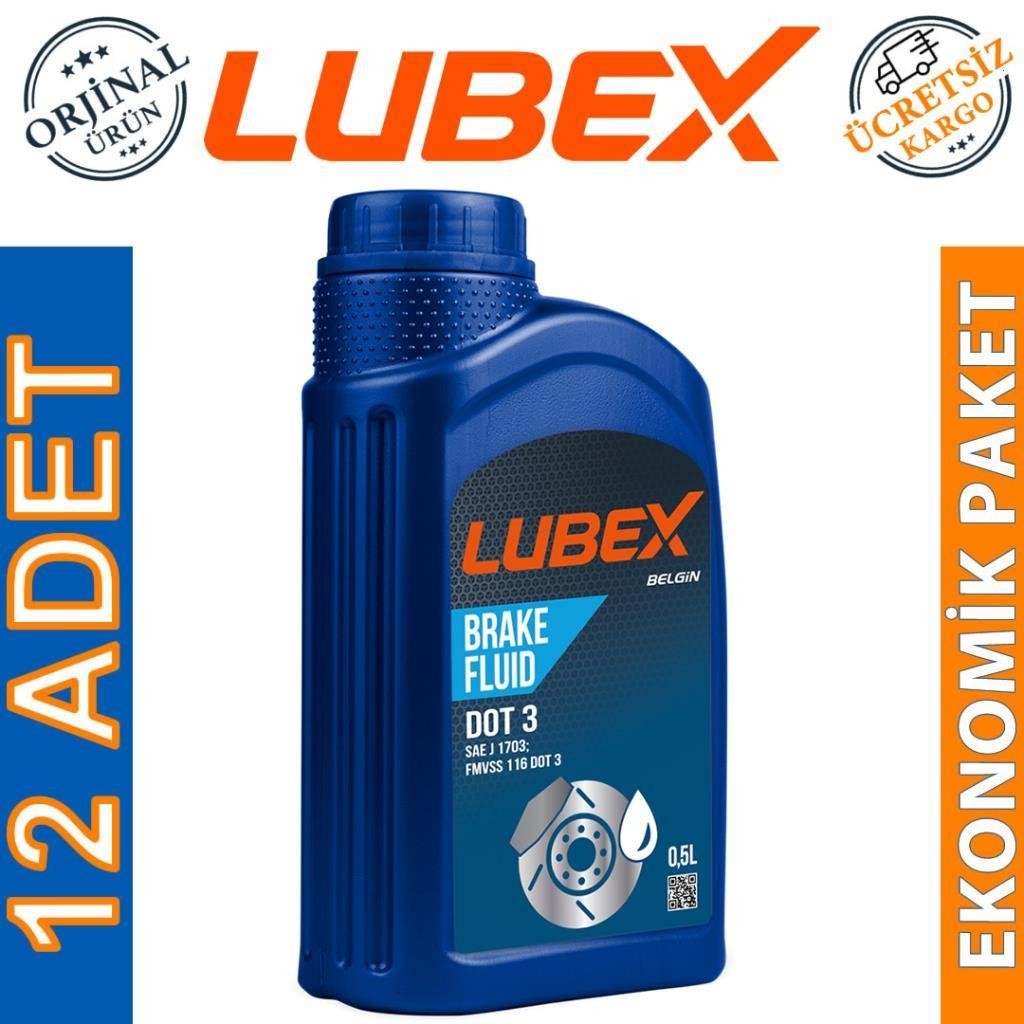 Lubex Brake Fluid DOT 3 Fren Hidrolik Yağı 500 Ml (12 Adet)