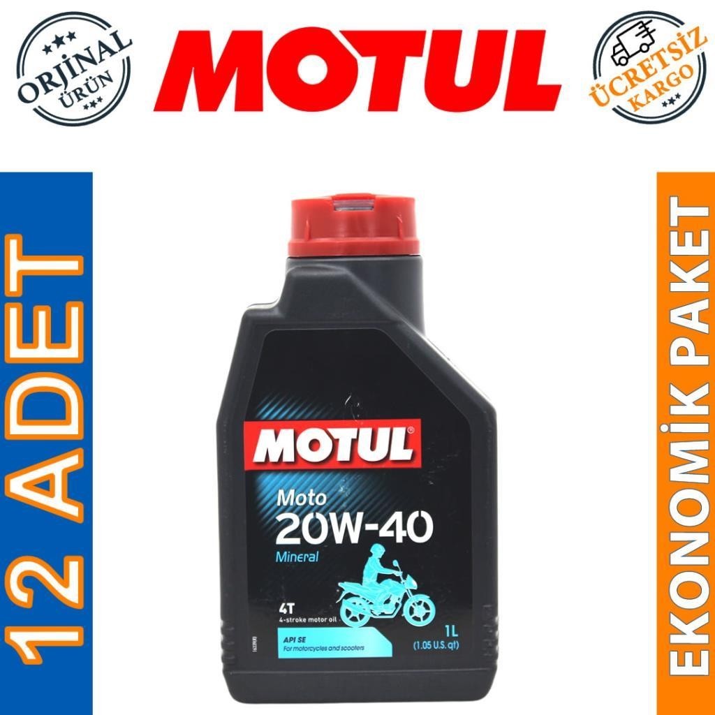 Motul Moto 4T 20W40 1 Lt Mineral Motosiklet Yağı (12 Adet)