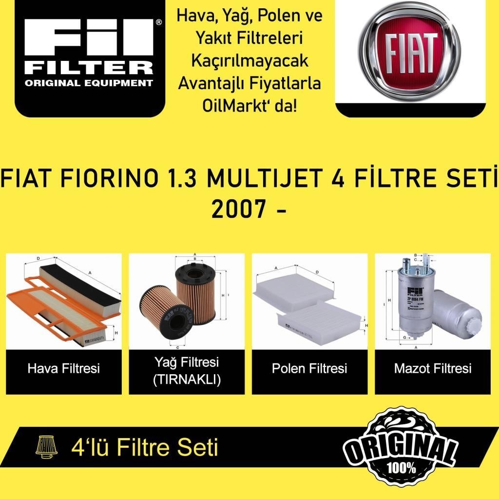 Fiat Fiorino 1.3 MultiJet (2007 - ) 4'lü Fil Filtre Seti