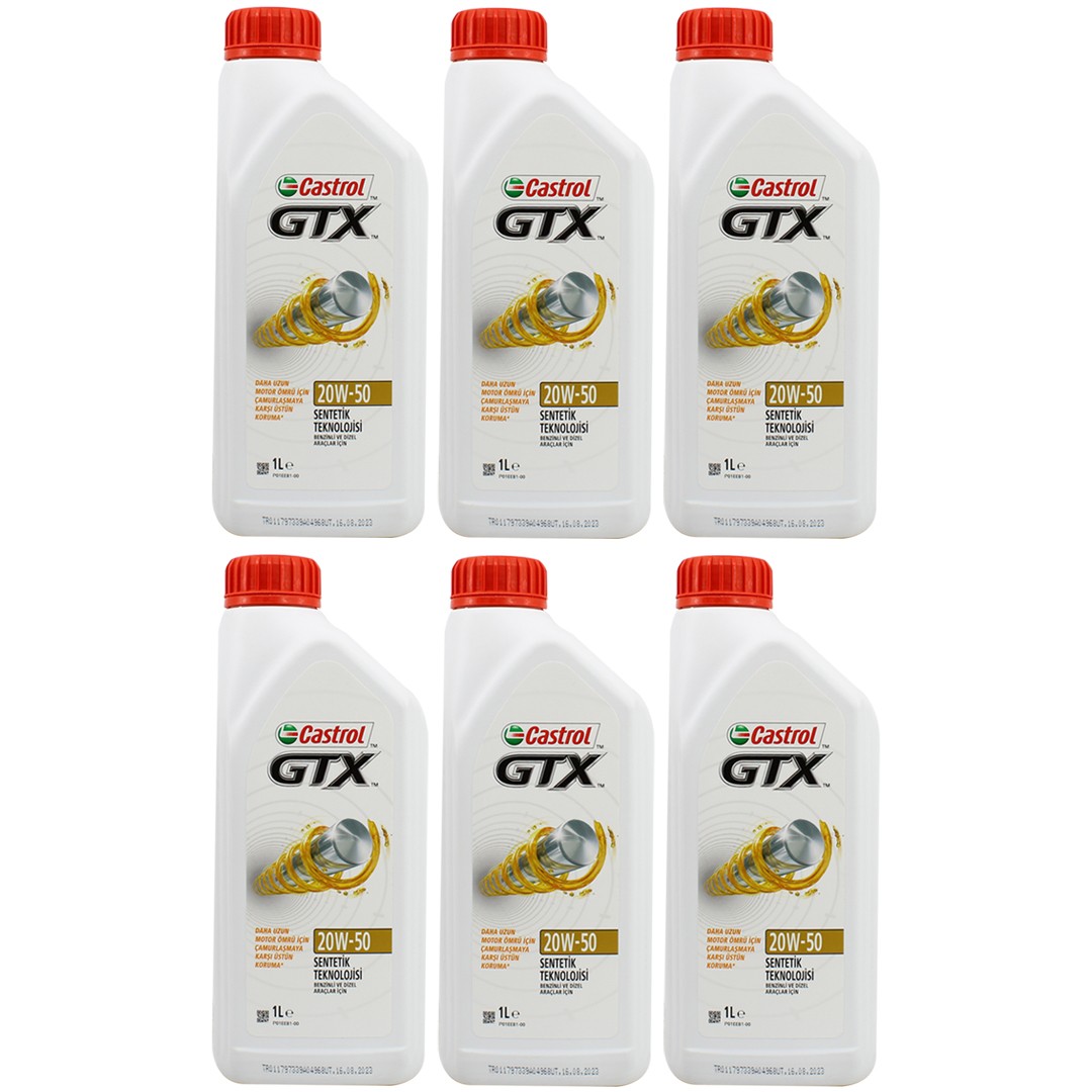 Castrol GTX 20W50 1 Lt Sentetik Motor Yağı (6 Adet)