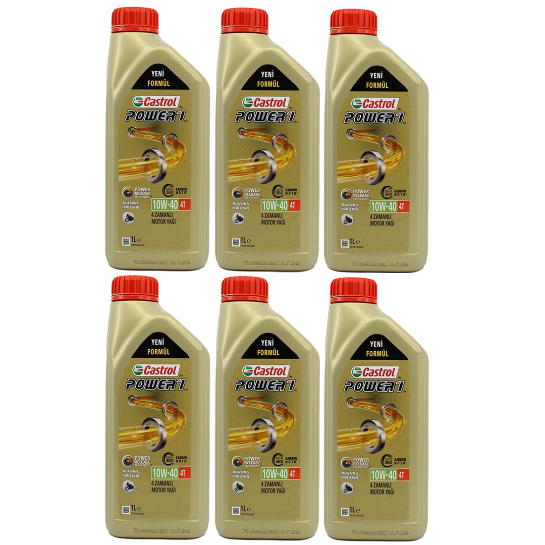 Castrol Power 1 4T 10W40 1 Lt Motosiklet Yağı (6 Adet)