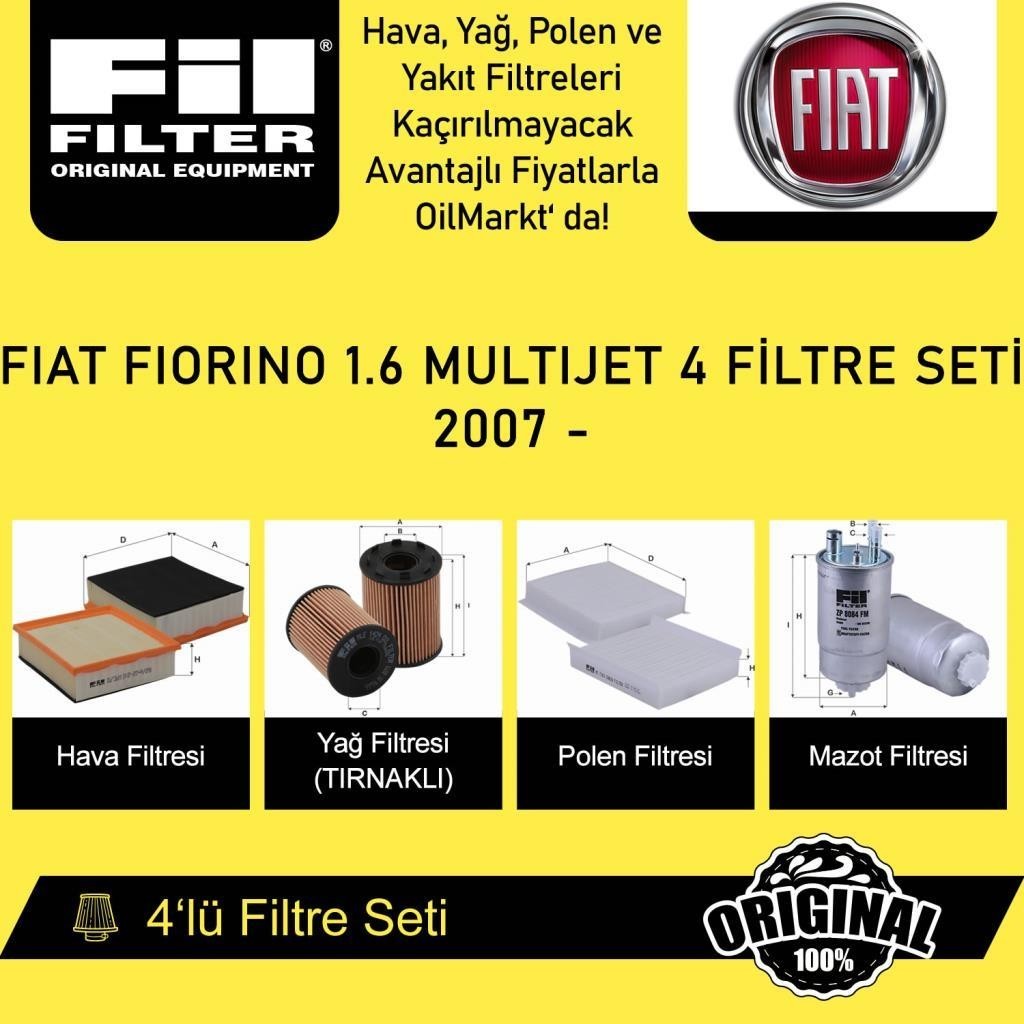 Fiat Fiorino 1.6 MultiJet (2007 - ) 4'lü Fil Filtre Seti