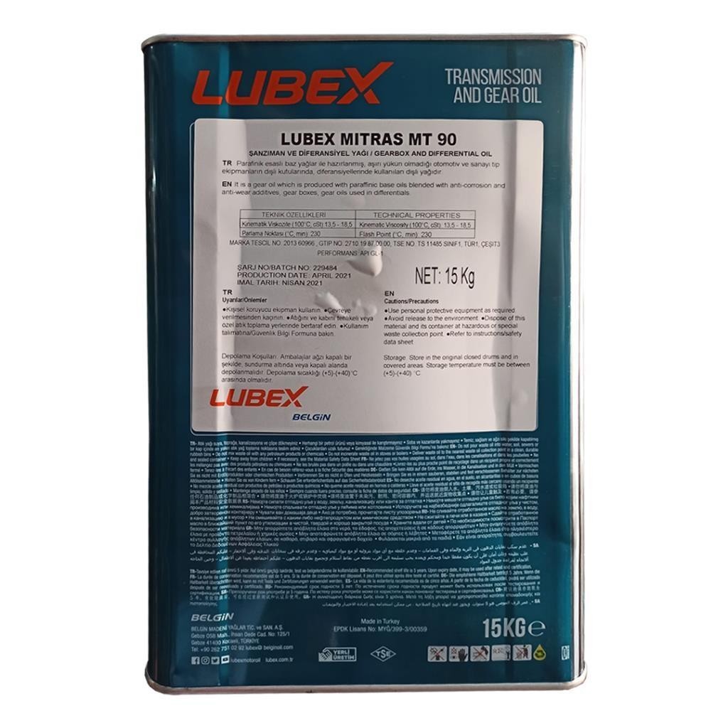 Lubex Mitras MT 90 15 Kg Şanzıman Dişli Yağı