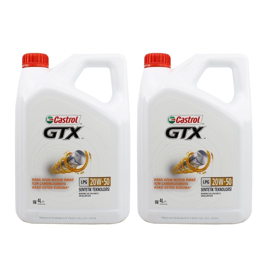 Castrol GTX LPG 20W50 4 Lt Motor Yağı (2 Adet)