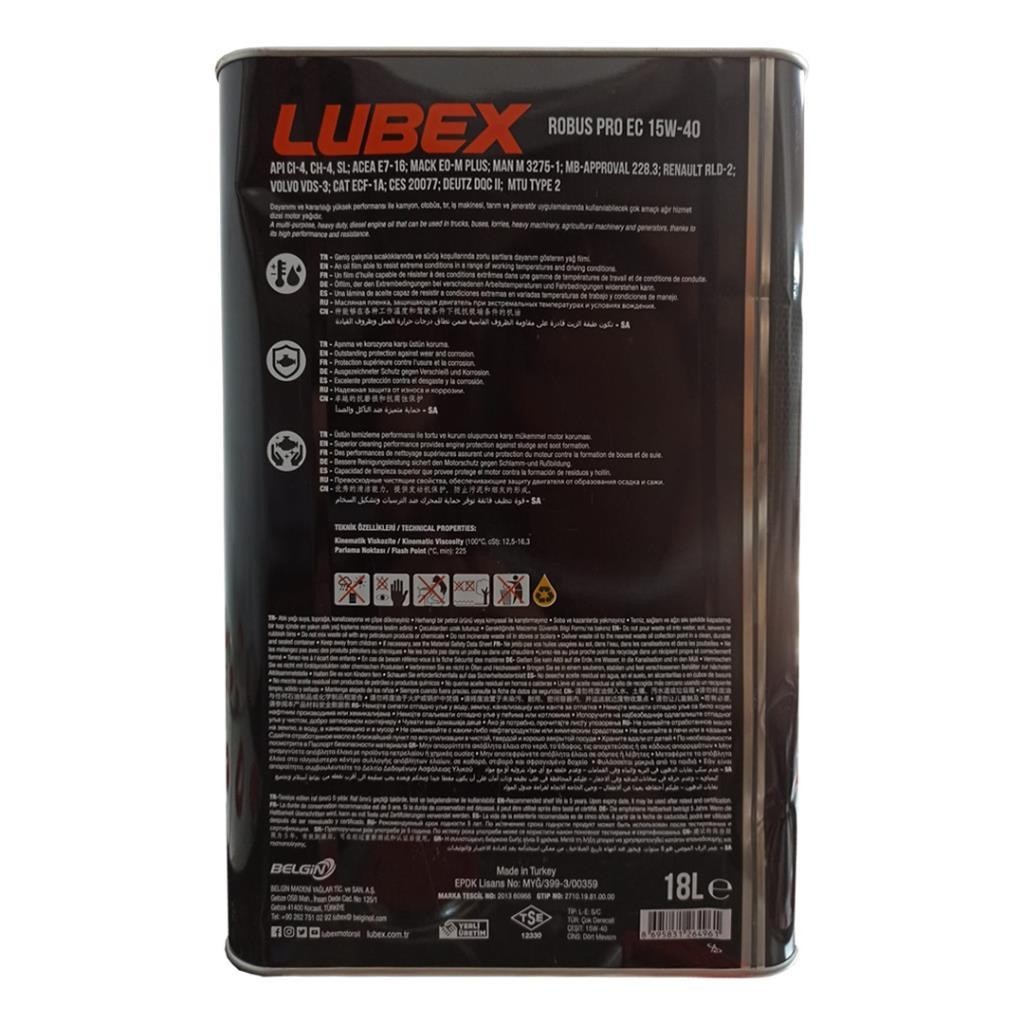 Lubex Robus Pro EC 15W40 18 Lt Motor Yağı