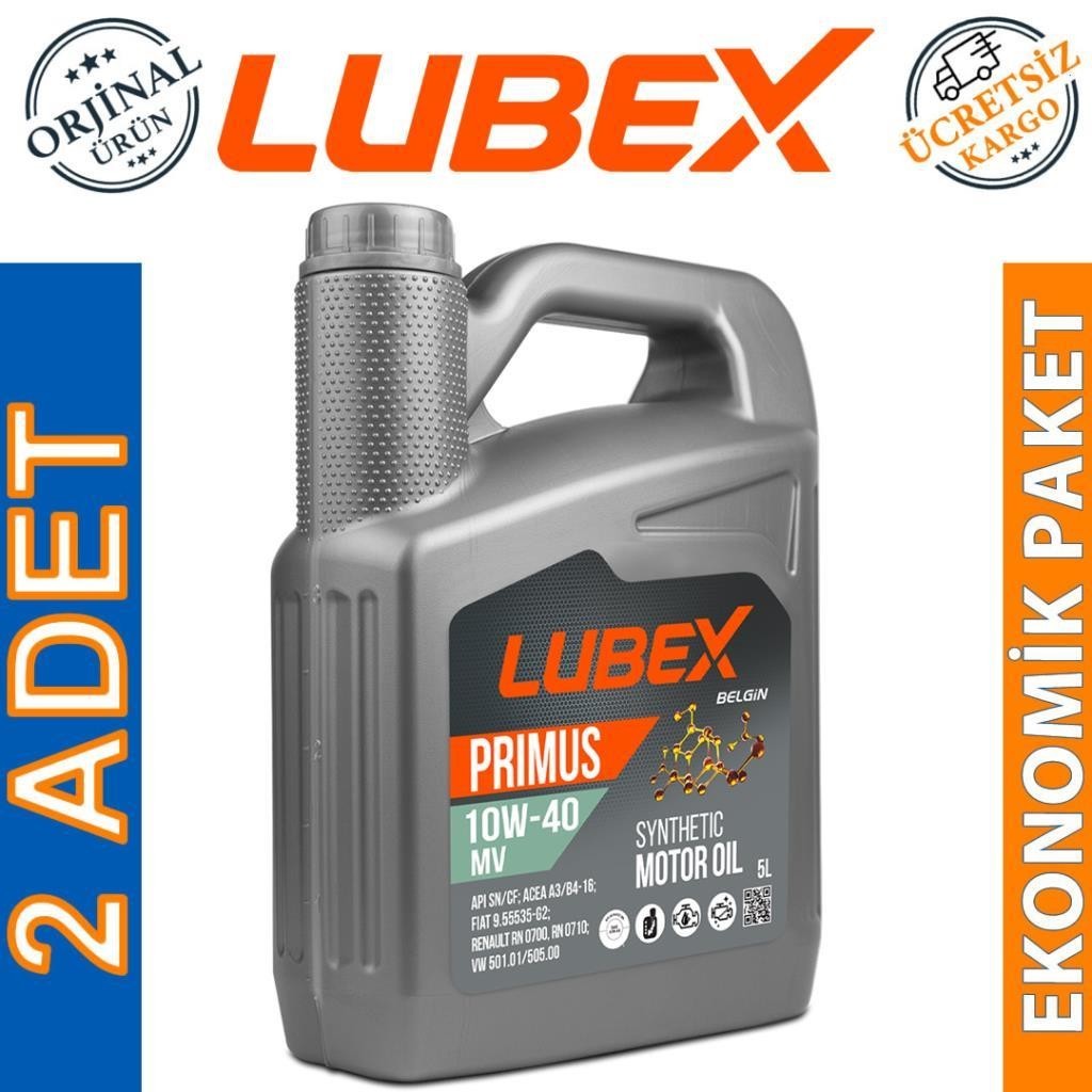 Lubex Primus MV 10W40 5 Lt Sentetik Motor Yağı (2 Adet)