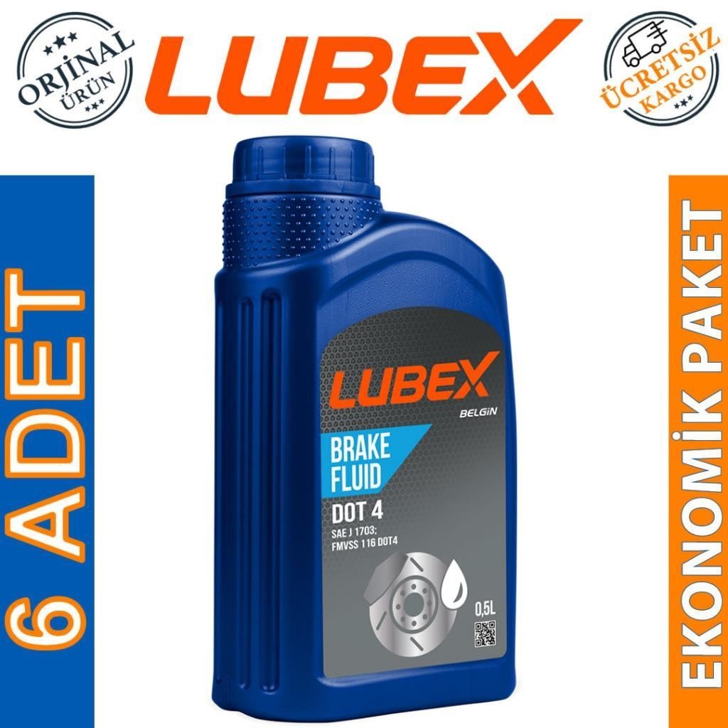 Lubex Brake Fluid DOT 4 Fren Hidrolik Yağı 500 Ml (6 Adet)