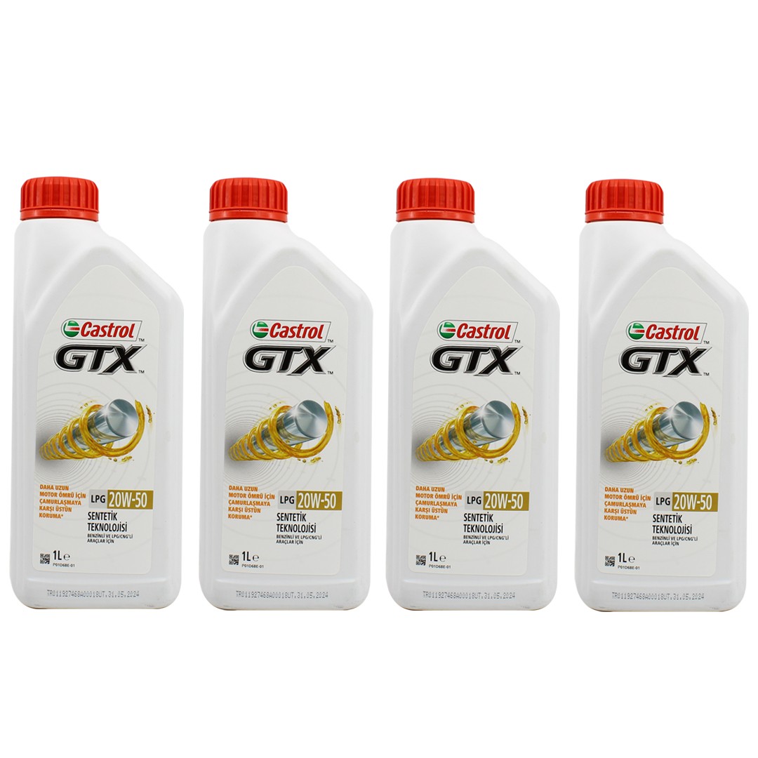 Castrol GTX LPG 20W50 1 Lt Motor Yağı (4 Adet)